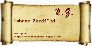 Mahrer Zaránd névjegykártya